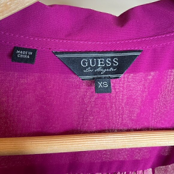 Guess Magenta Sleeveless Sheer Wrap Blouse Size XS - Picture 8 of 15